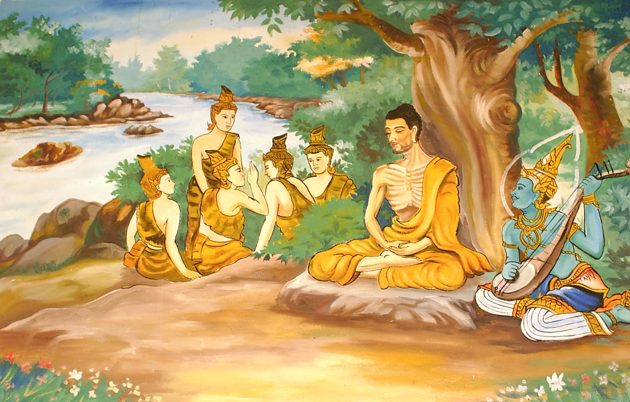 Pintura da iluminação do primeiro Buda, Siddhartha Gautama