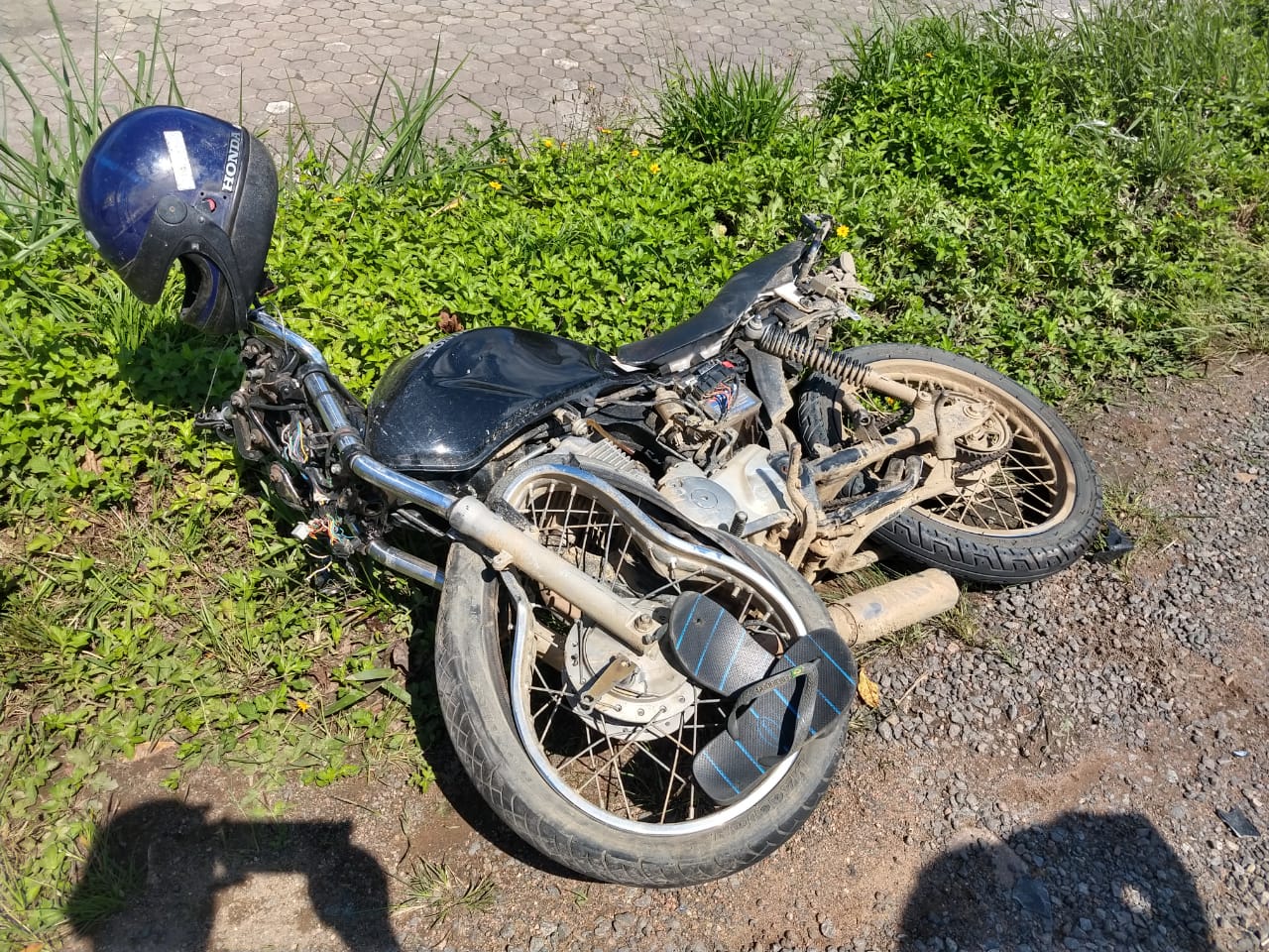 Moto de Corupá envolvida em acidente no km 82 da BR-280 | Foto Fábio Junkes/OCP