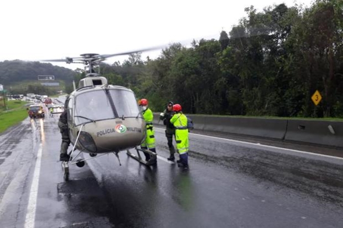 Helicóptero resgatou vítima do acidente | Foto: Divulgação/2ª Cia de Aviação