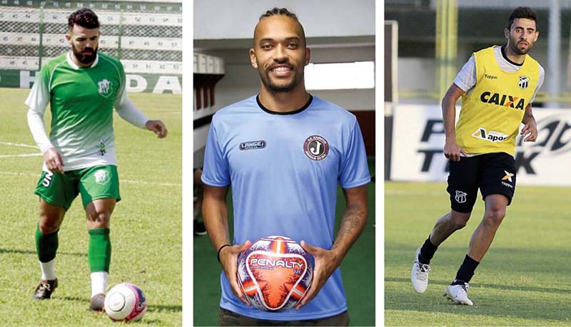 Jéferson Paulista (E), Mikael e Leandro Canhoto são os novos contratados do Juventus 