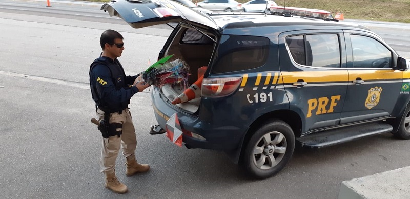 Os policiais conseguiram recolher sete pipas na Via Expressa | Foto PRF/Divulgação