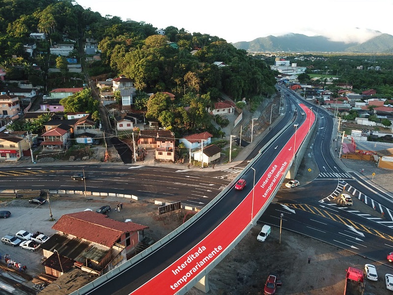 Elevado do Rio Tavares terá uma das duas faixas da pista interditadas por oito dias | Foto PMF/Divulgação