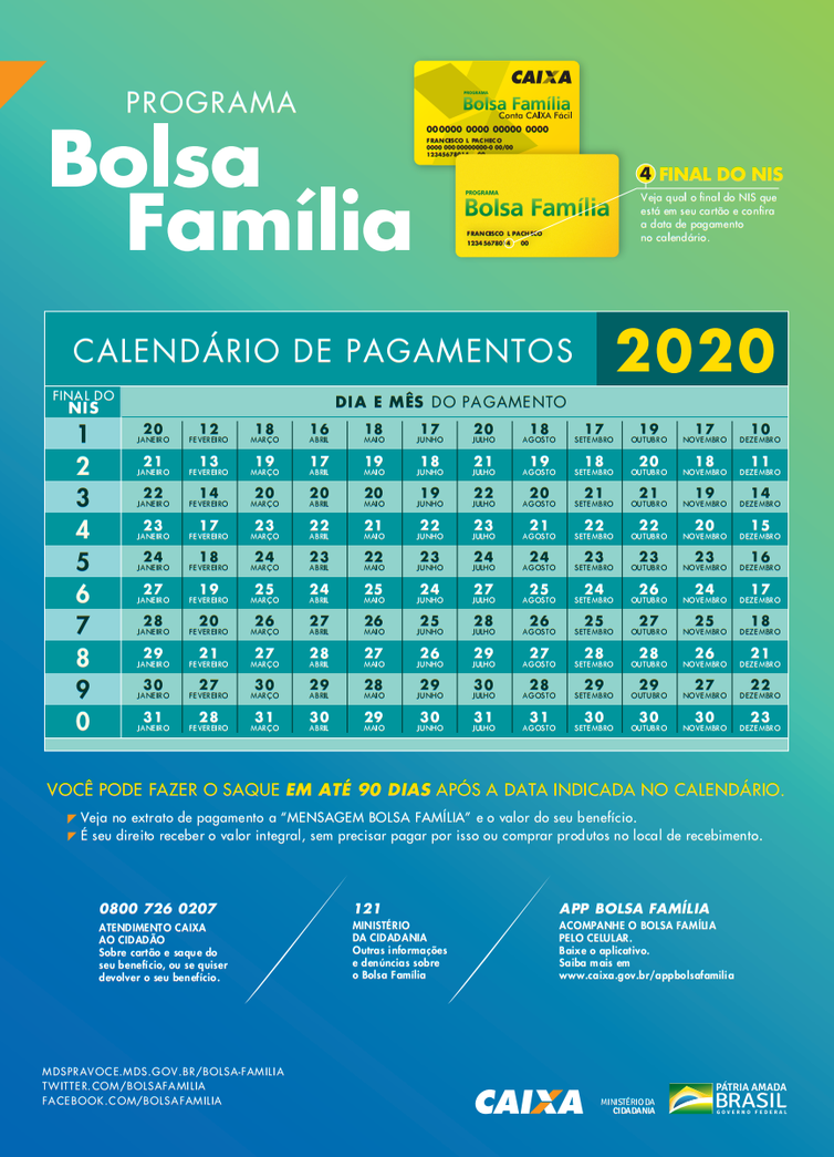 Calendário de Pagamentos Bolsa Família
