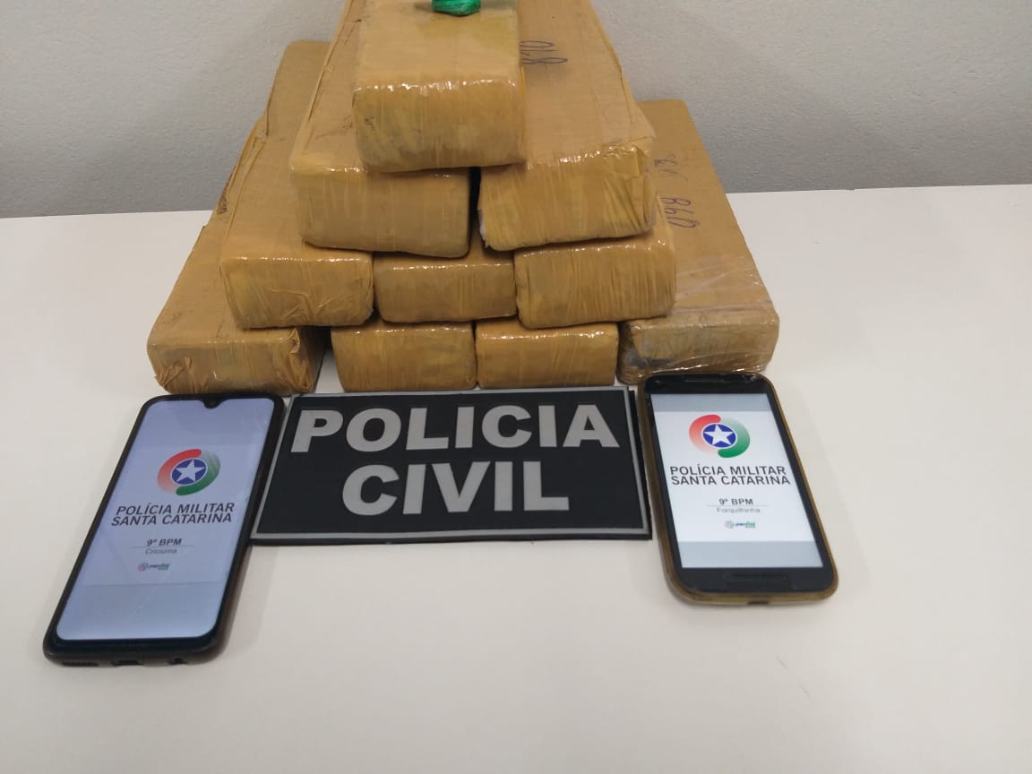 Polícias, Civil e Militar, prendem traficante que agia em Forquilhinha com oito quilos de maconha