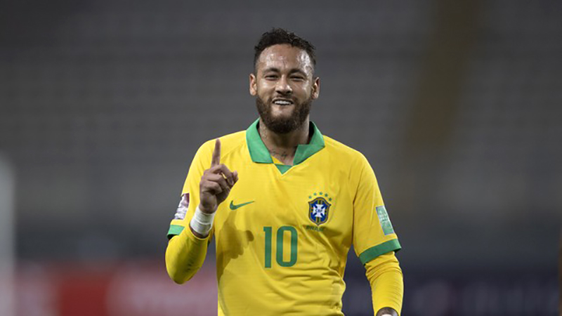 Neymar homenageou Ronaldo Fenômeno na comemoração do primeiro gol | Foto: Lucas Figueiredo/CBF