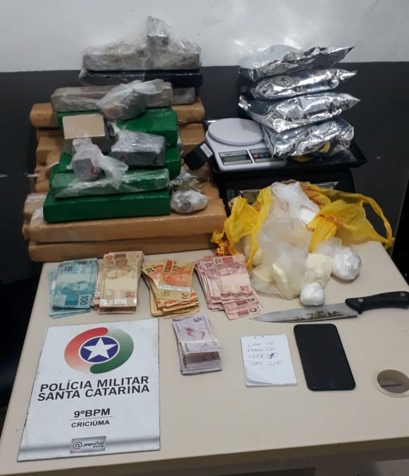 Polícia Militar apreende 28 kg de maconha em Criciúma