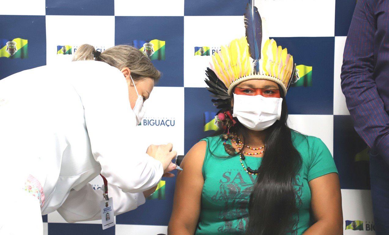 Agente de Saúde Indígena, Eliane Martins recebeu a vacina | Foto Divulgação/PMB