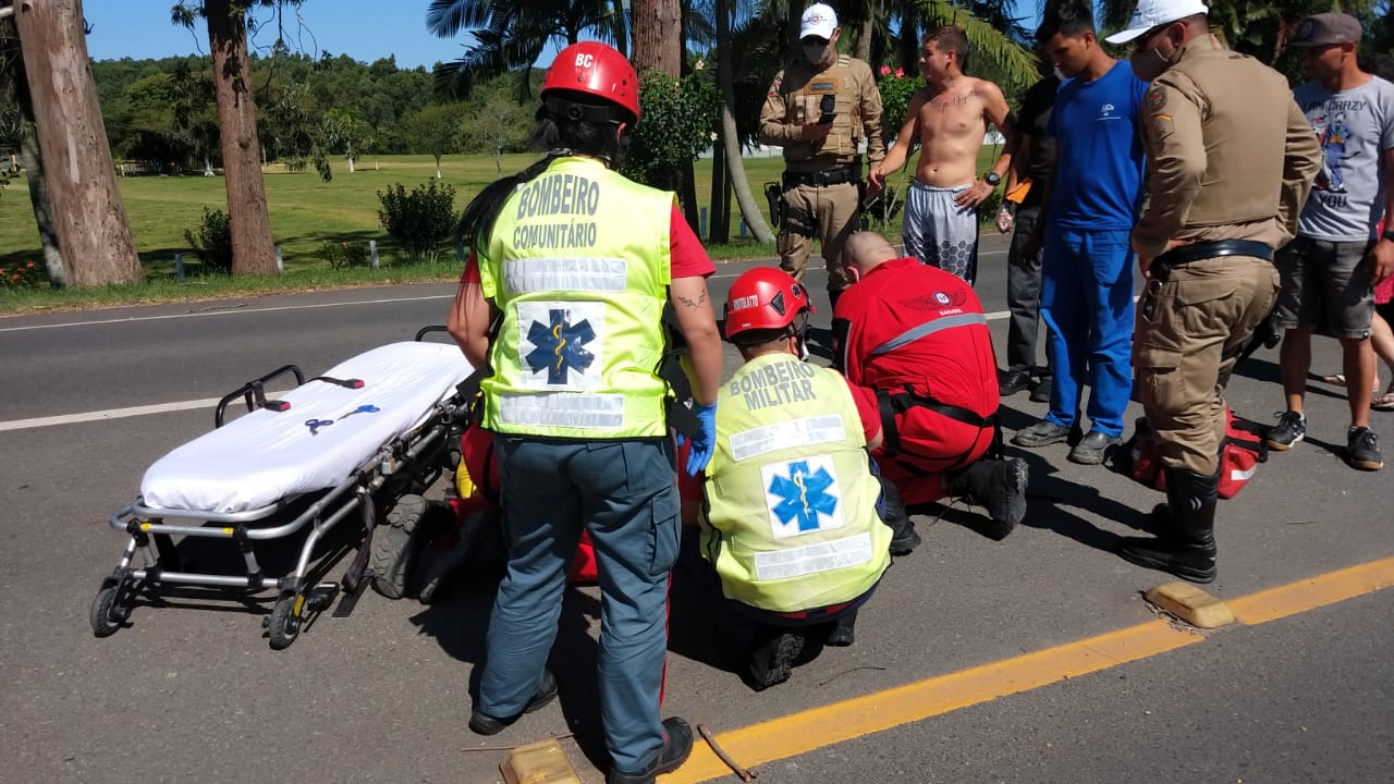Motociclista fica ferido durante acidente em Cocal do Sul