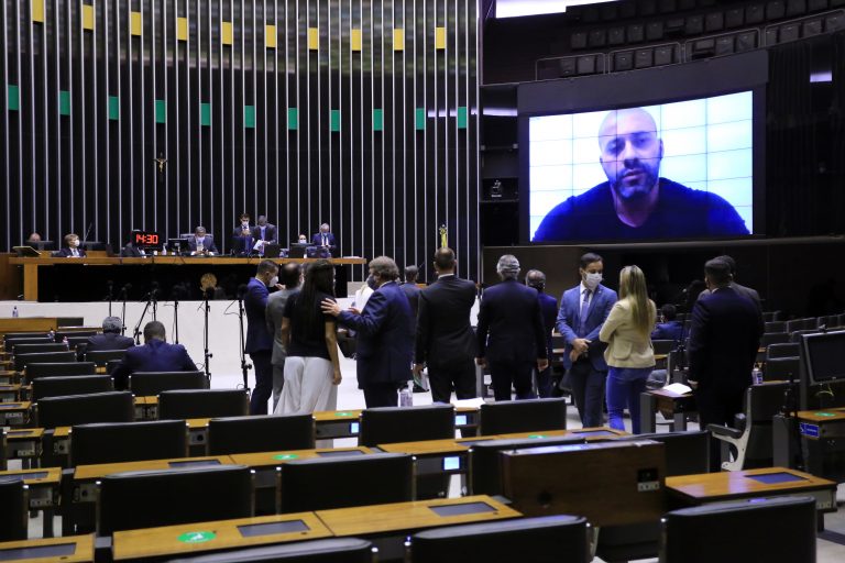 Daniel Silveira participou da sessão por meio de videoconferência | Foto: Michel Jesus/Câmara dos Deputados