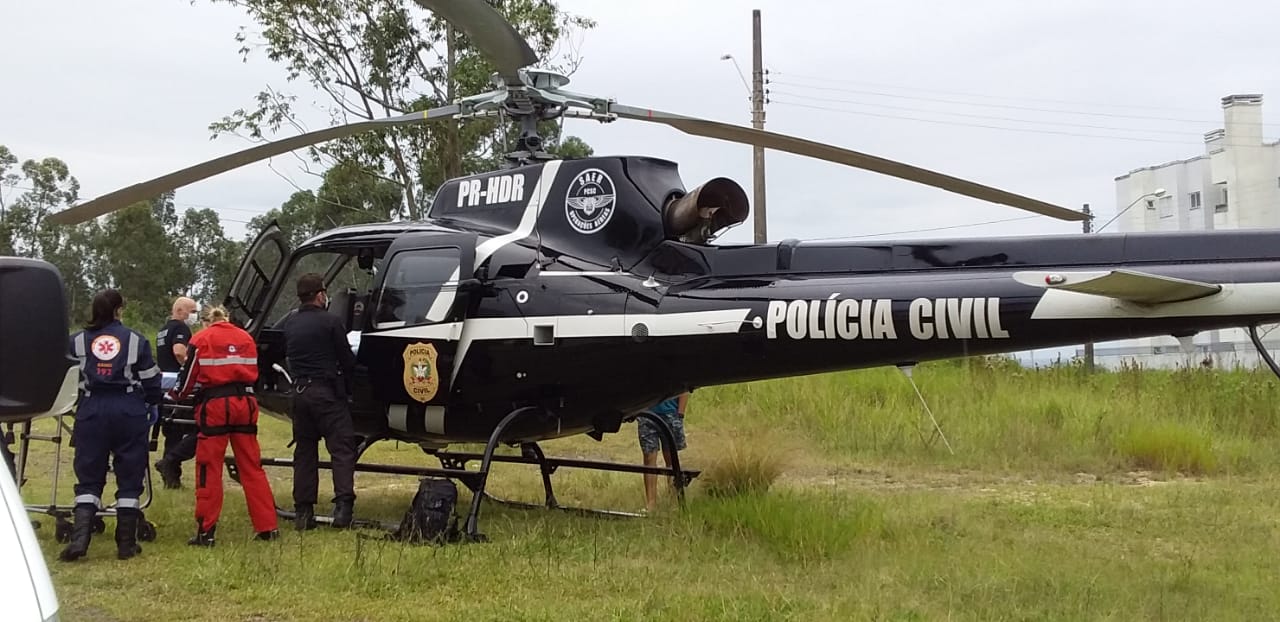 Serviço Aeromédico atua em transferência de vítima de acidente de trabalho de Araranguá para Criciúma