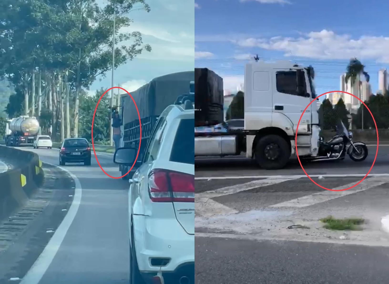 Vídeo: caminhoneiro percorre 32 km com homem pendurado na janela após acidente em SC