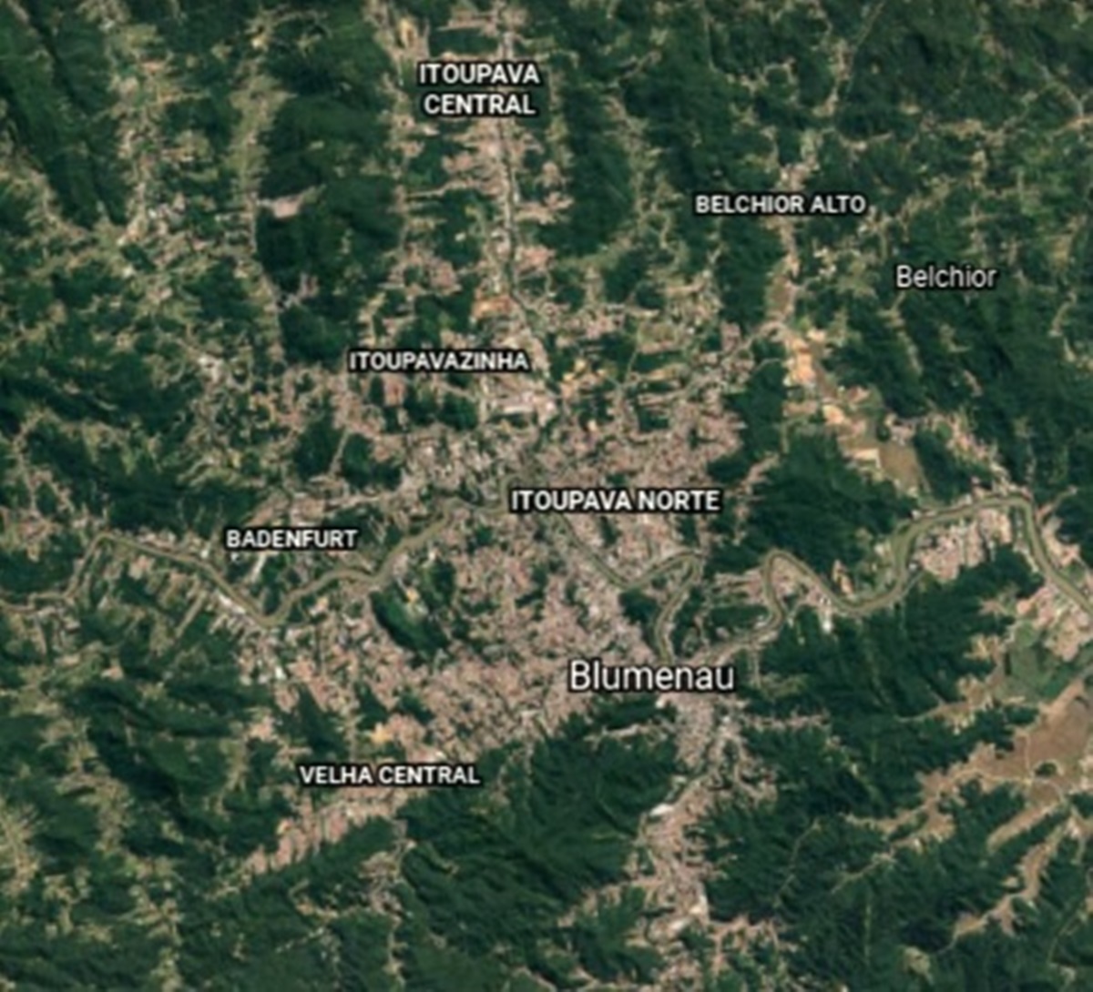 Blumenau, 2020. Foto: Reprodução/Google Earth