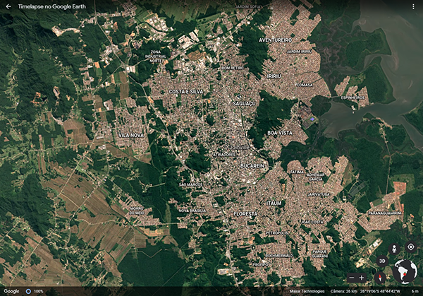 Joinville, 2020. Foto: Reprodução/Google Earth.