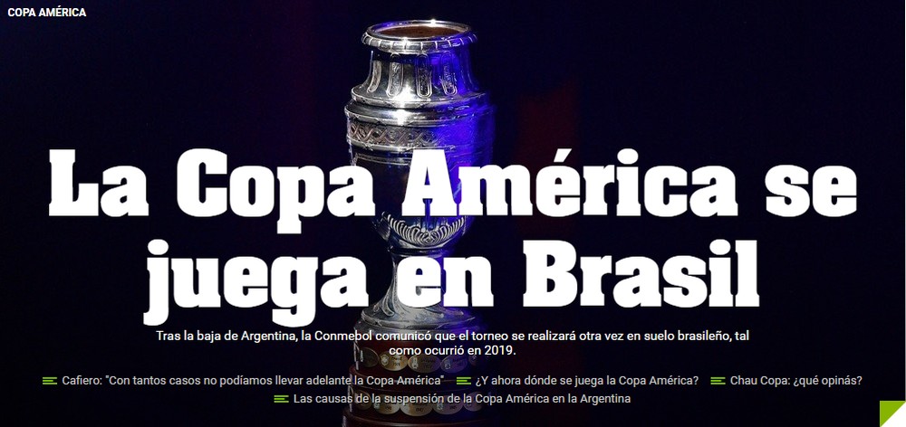 Diario Olé, da Argentina, noticia a Copa América no Brasil | Foto: Reprodução