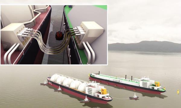 Projeto consiste em um navio amarrado à estruturas marítimas, sem conexão com infraestrutura em terra | Ilustração/SCGÁS