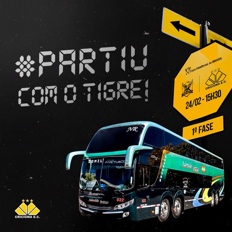 Associados do Criciúma terão ônibus e ingressos gratuitos para a estreia do time na Copa do Brasil, no Rio de Janeiro