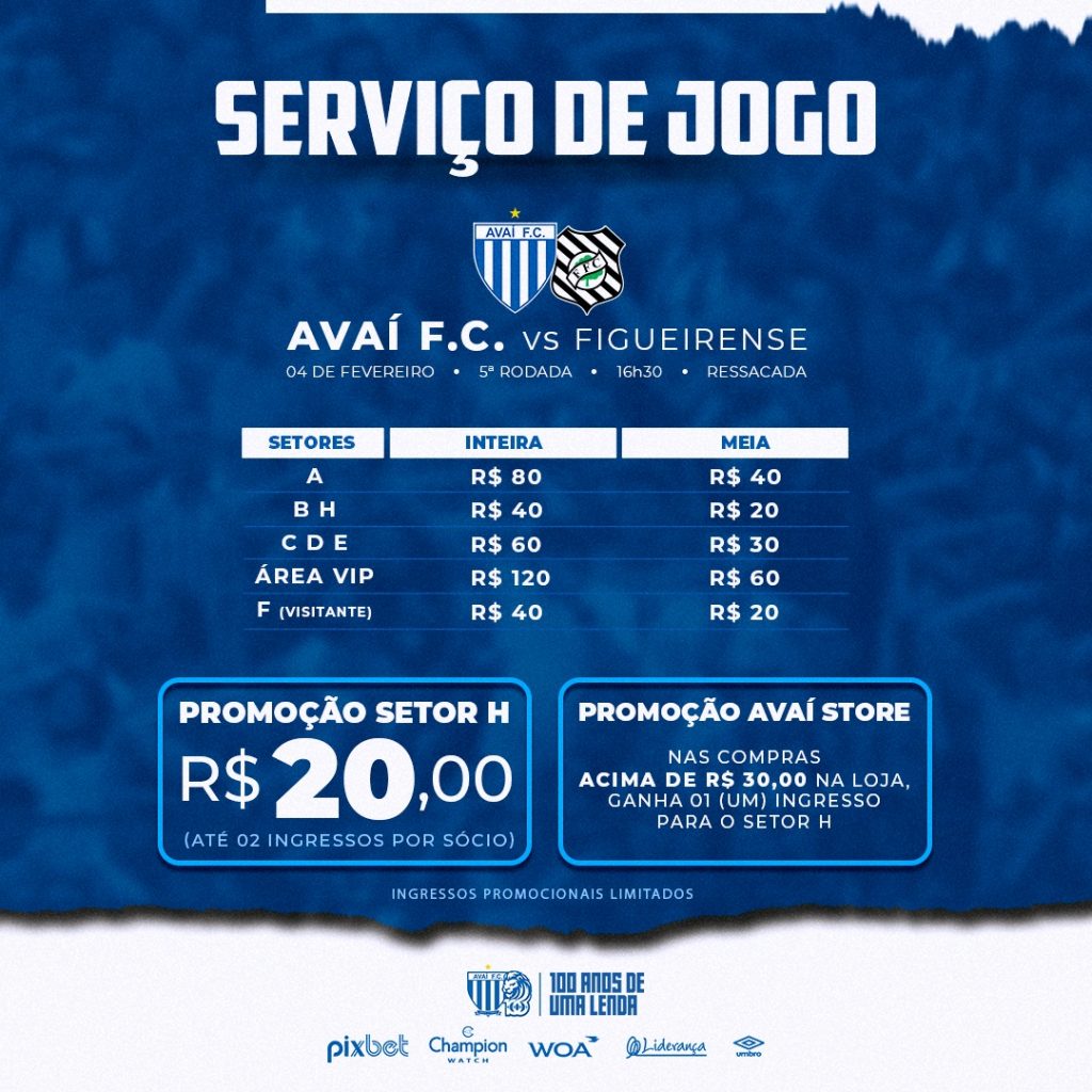 Copa SC: Promoções e Serviço de jogo para Avaí x Joinville-SC — Avaí F.C.